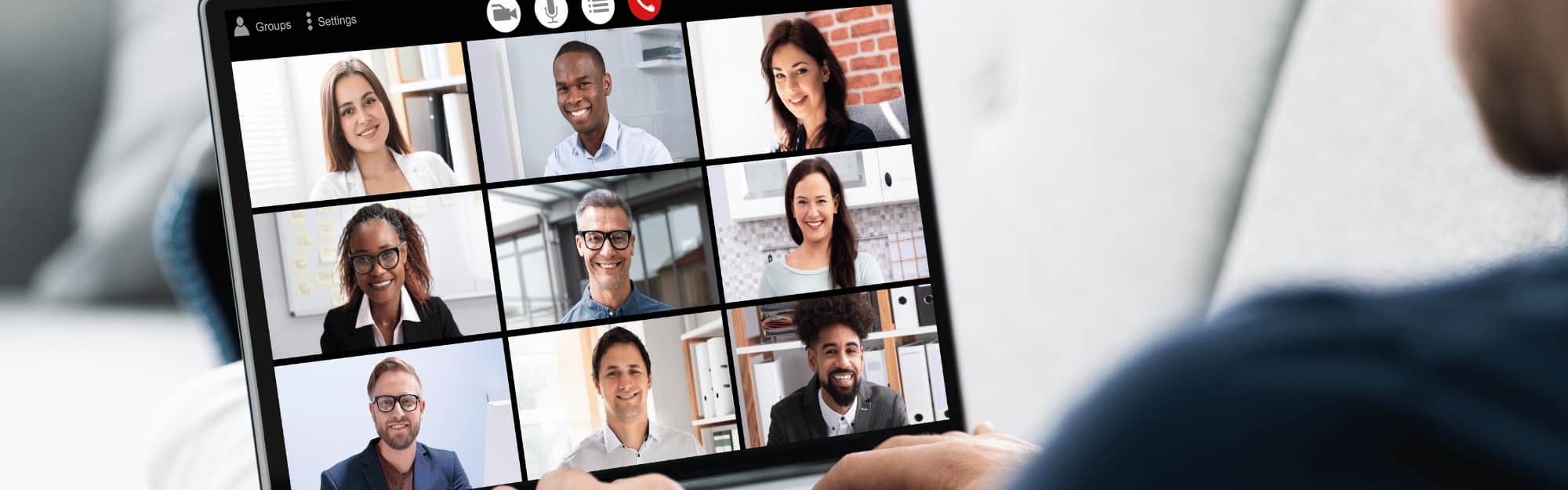 webinar screen with multiple people